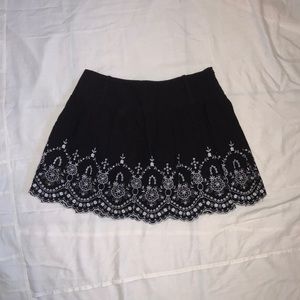 Black and white embroidered skirt